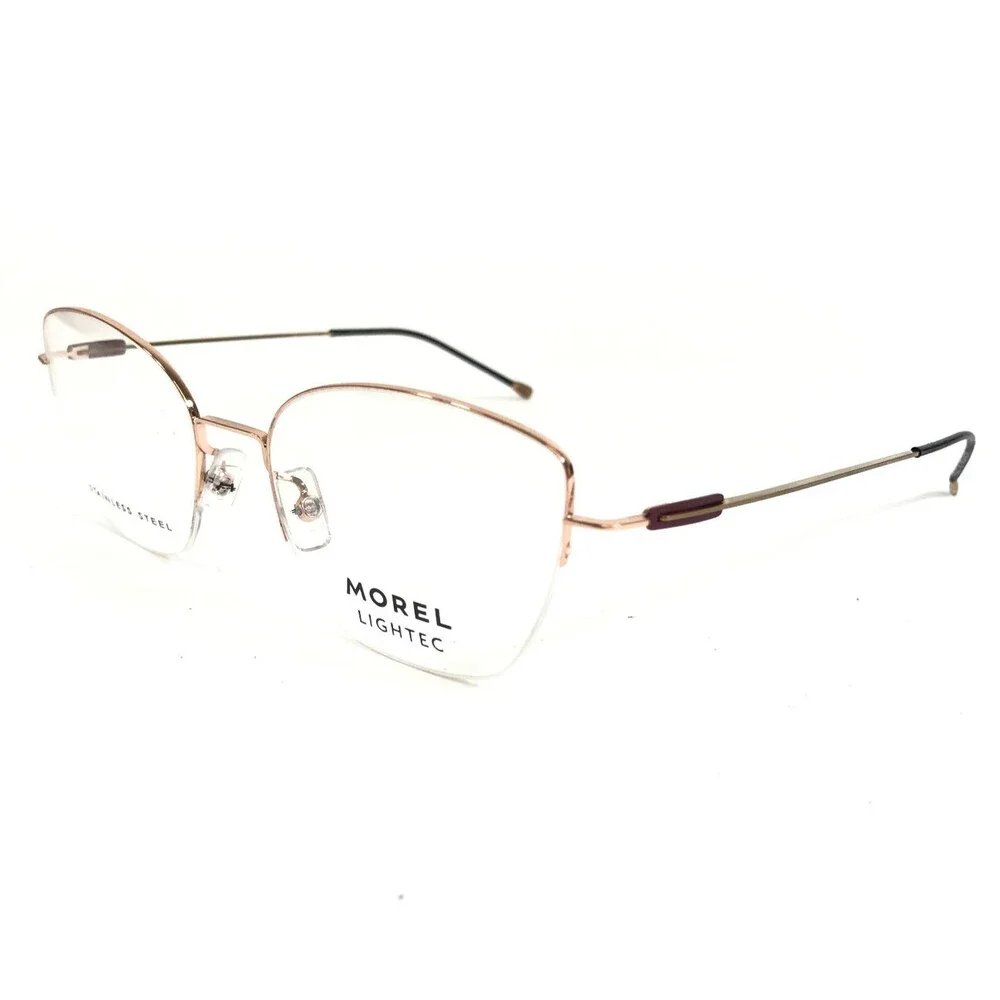 Morel Lightec Eyeglasses Frames 30154L PR08 Rose Gold Cat Eye Half Rim 52-18-140